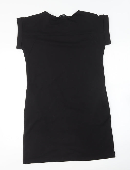 New Look Womens Black Cotton Shift Size 8 Round Neck