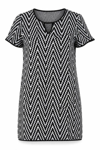 Dorothy Perkins Womens Black Geometric Polyester Shift Size 10 Round Neck