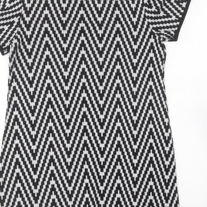 Dorothy Perkins Womens Black Geometric Polyester Shift Size 10 Round Neck