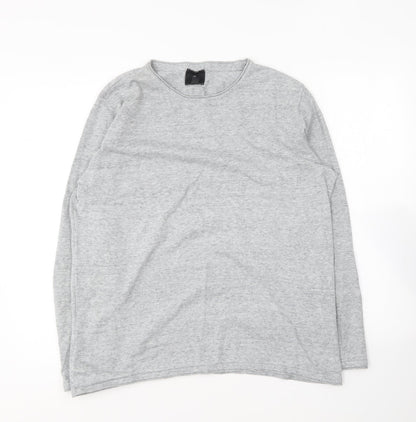 H&M Mens Grey Round Neck Cotton Pullover Jumper Size L