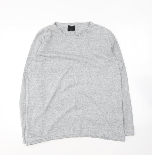 H&M Mens Grey Round Neck Cotton Pullover Jumper Size L