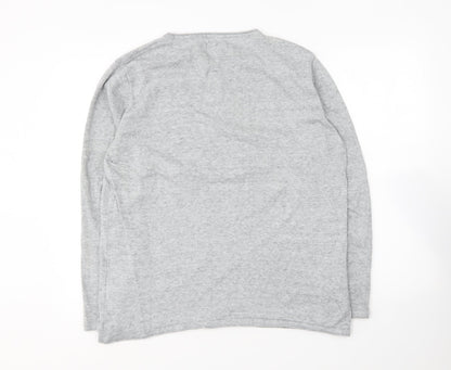 H&M Mens Grey Round Neck Cotton Pullover Jumper Size L