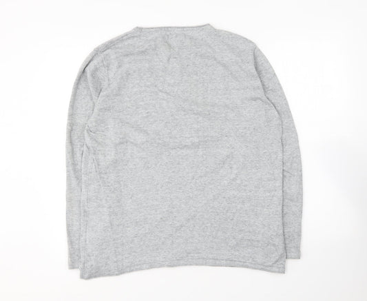 H&M Mens Grey Round Neck Cotton Pullover Jumper Size L