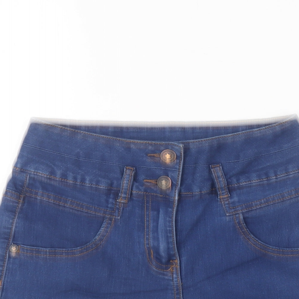 Dunnes Stores Womens Blue Cotton Hot Pants Shorts Size 25 in L5 in Regular
