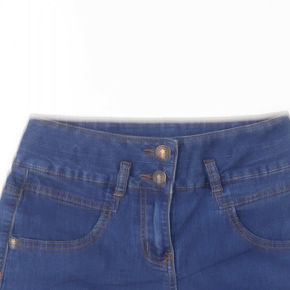 Dunnes Stores Womens Blue Cotton Hot Pants Shorts Size 25 in L5 in Regular