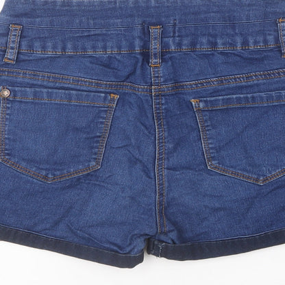 Dunnes Stores Womens Blue Cotton Hot Pants Shorts Size 25 in L5 in Regular