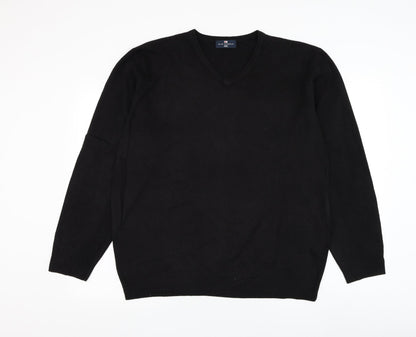 Marks and Spencer Mens Black V-Neck Acrylic Pullover Jumper Size XL