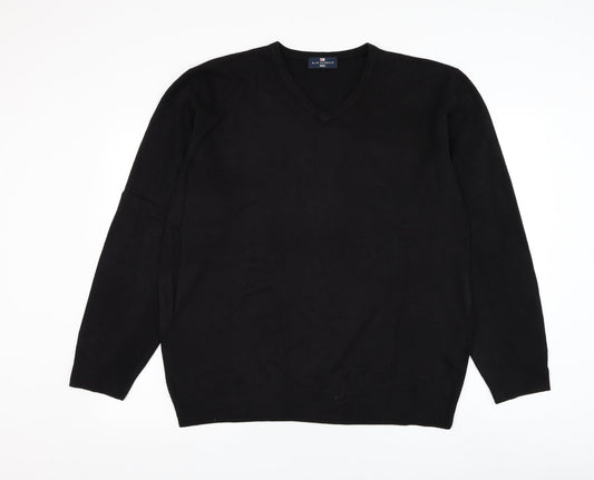Marks and Spencer Mens Black V-Neck Acrylic Pullover Jumper Size XL