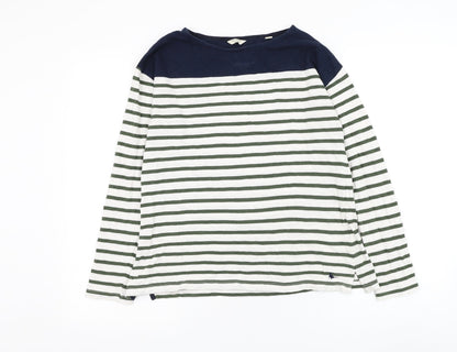 Jack Wills Womens White Round Neck Striped Cotton Pullover Jumper Size 6