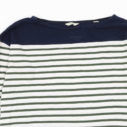 Jack Wills Womens White Round Neck Striped Cotton Pullover Jumper Size 6