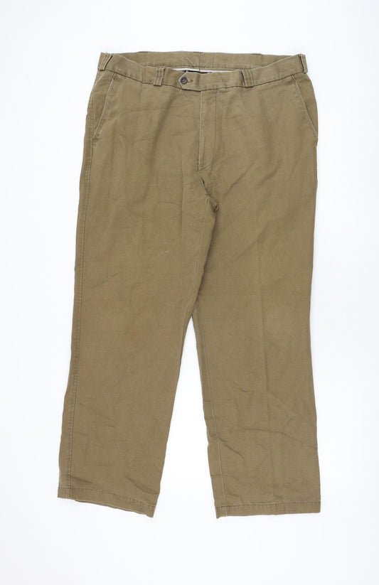Douglas Mens Brown Polyester Trousers Size 38 in L28 in Regular Zip