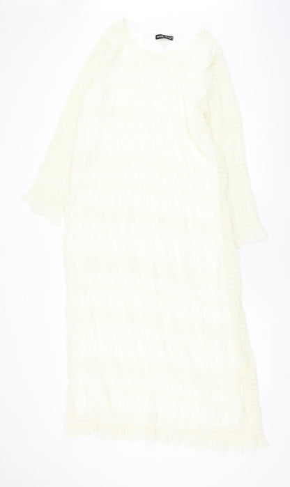 SheIn Womens White Polyester Shift Size 10 Round Neck Pullover