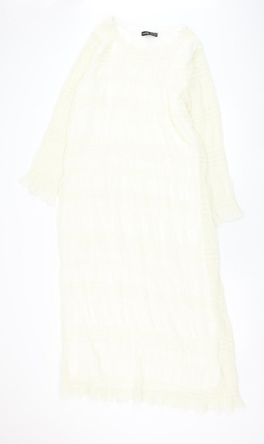 SheIn Womens White Polyester Shift Size 10 Round Neck Pullover