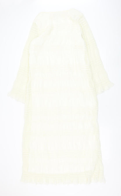 SheIn Womens White Polyester Shift Size 10 Round Neck Pullover