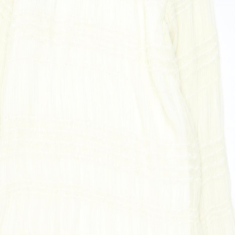 SheIn Womens White Polyester Shift Size 10 Round Neck Pullover