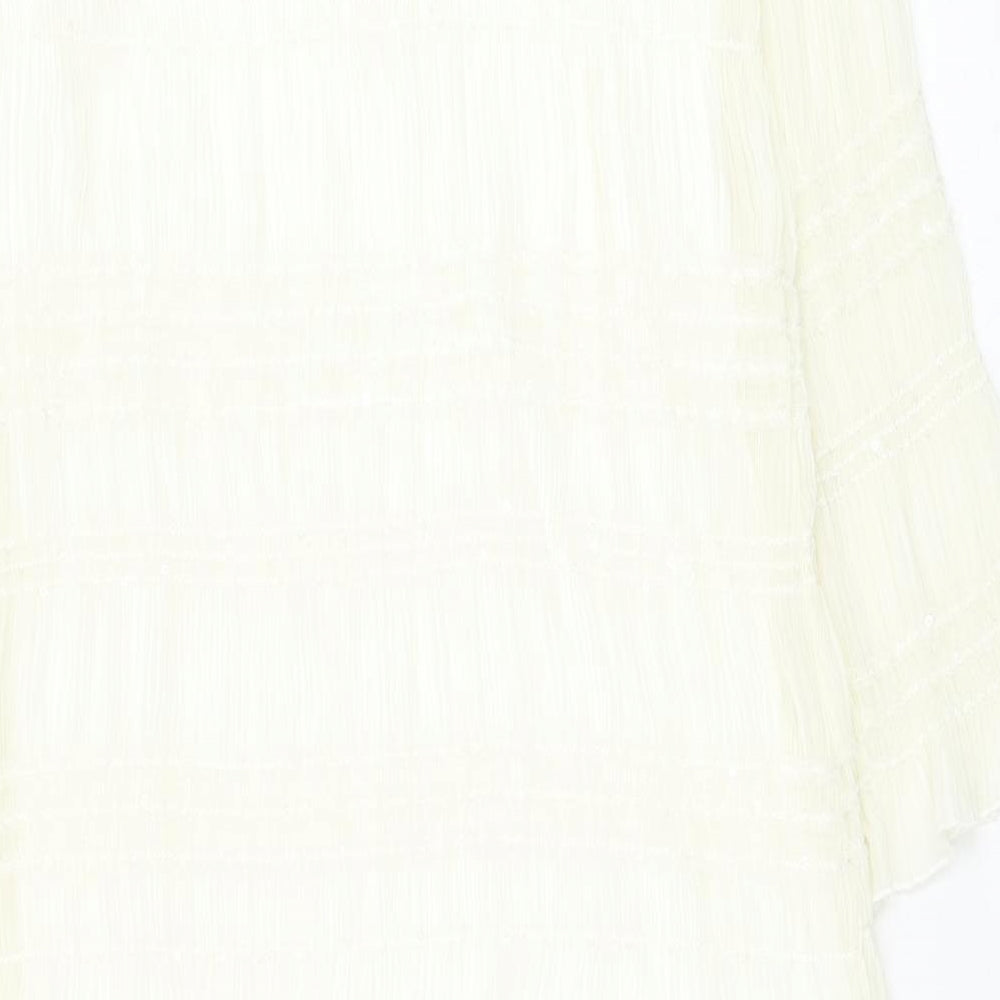 SheIn Womens White Polyester Shift Size 10 Round Neck Pullover