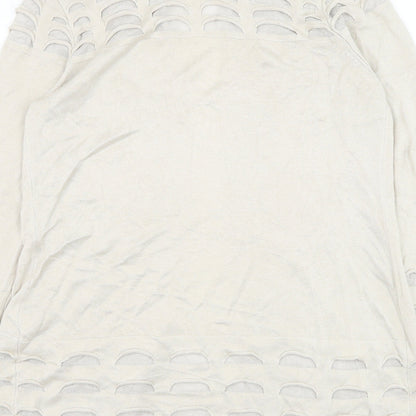 Marks and Spencer Womens Beige Square Neck Viscose Cardigan Jumper Size 10