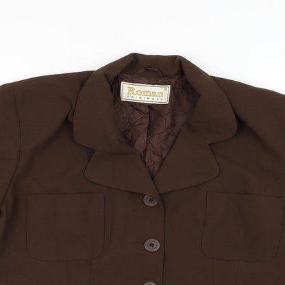 Roman Womens Brown Jacket Blazer Size 12 Button