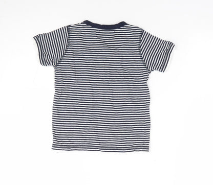 Soul & glory Boys Blue Striped Polyester Jersey T-Shirt Size 3-4 Years V-Neck Pullover