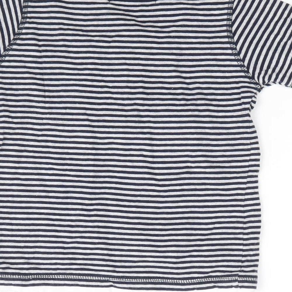 Soul & glory Boys Blue Striped Polyester Jersey T-Shirt Size 3-4 Years V-Neck Pullover