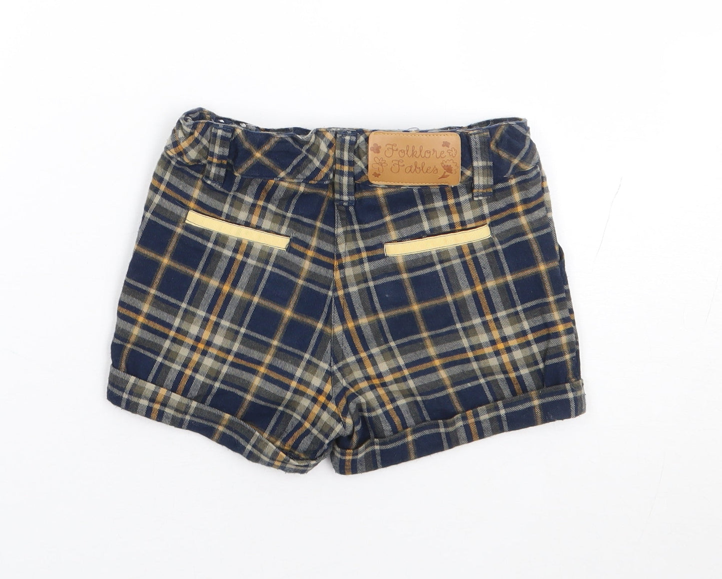 Dunnes Boys Blue Plaid Cotton Chino Shorts Size 5 Years Regular Zip