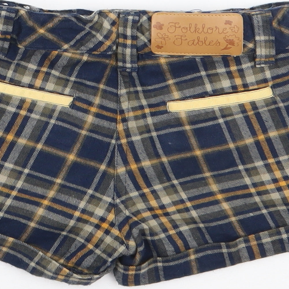 Dunnes Boys Blue Plaid Cotton Chino Shorts Size 5 Years Regular Zip