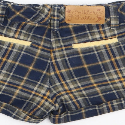 Dunnes Boys Blue Plaid Cotton Chino Shorts Size 5 Years Regular Zip