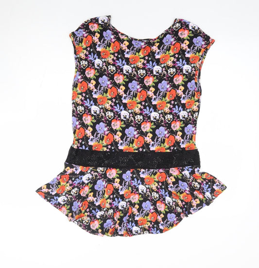 George Womens Multicoloured Floral Viscose Jersey Tank Size 12 Round Neck