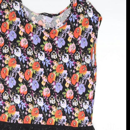George Womens Multicoloured Floral Viscose Jersey Tank Size 12 Round Neck