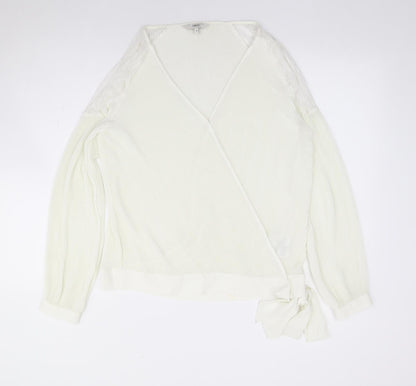 Womens UK Size 10 NEXT Ivory Wrap Blouse