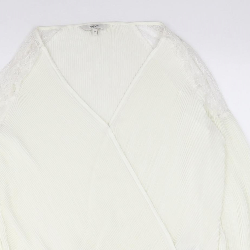 Womens UK Size 10 NEXT Ivory Wrap Blouse