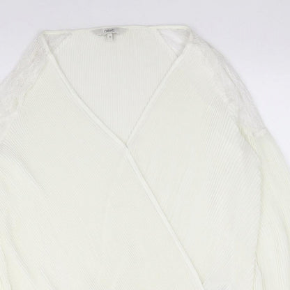 Womens UK Size 10 NEXT Ivory Wrap Blouse
