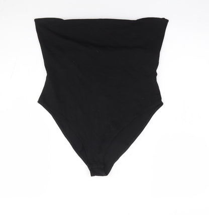 Topshop Womens Black Cotton Bodysuit One-Piece Size M Snap