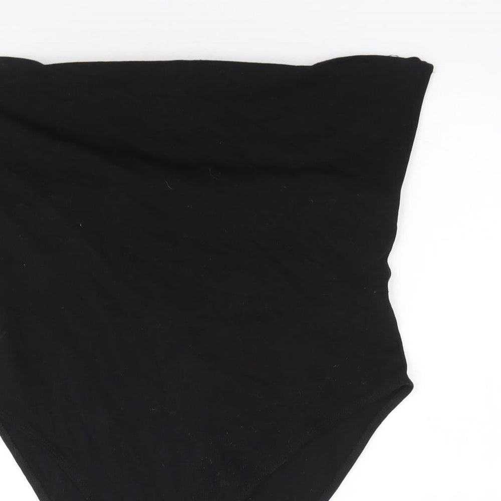 Topshop Womens Black Cotton Bodysuit One-Piece Size M Snap