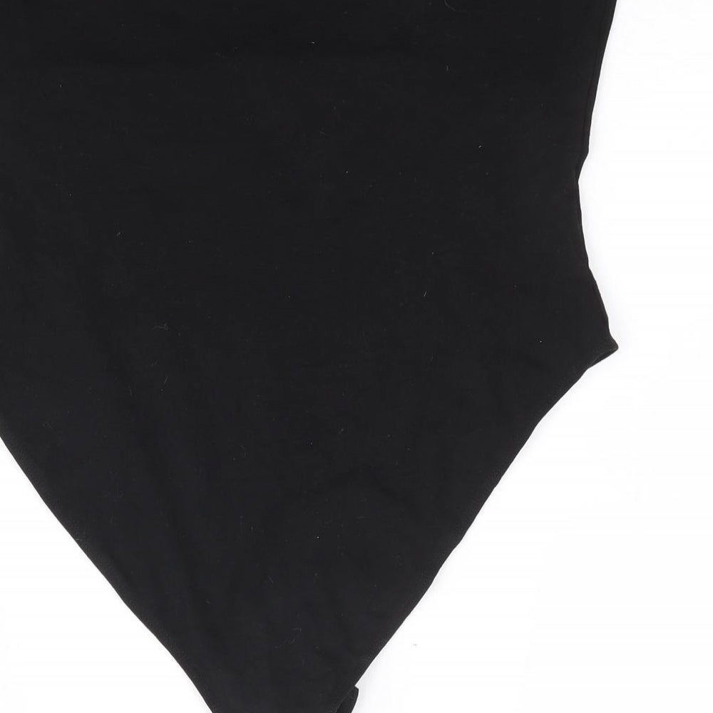 Topshop Womens Black Cotton Bodysuit One-Piece Size M Snap