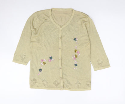 Womens UK Size S Preworn Gold Cardigan Jumper