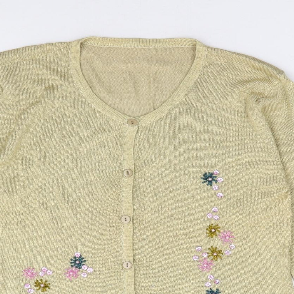 Womens UK Size S Preworn Gold Cardigan Jumper
