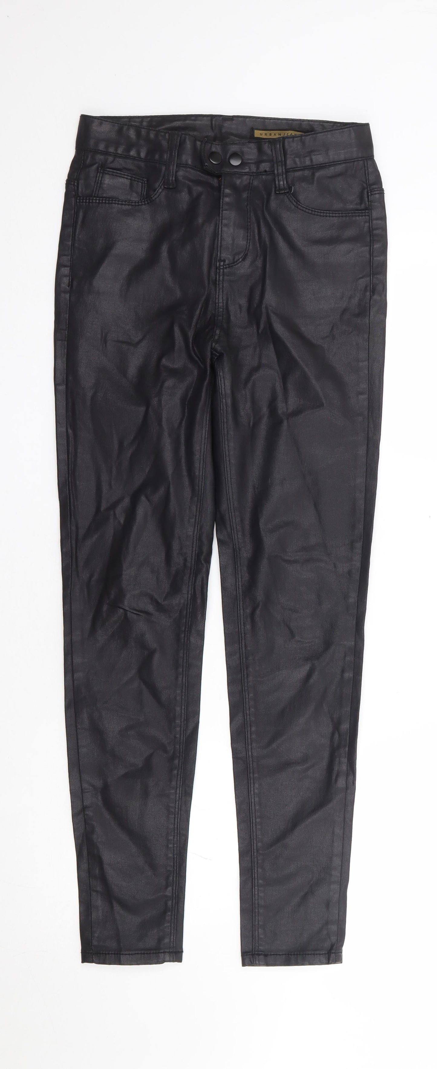 Urban Jeans Womens Black Cotton Trousers Size S L28 in Regular Zip