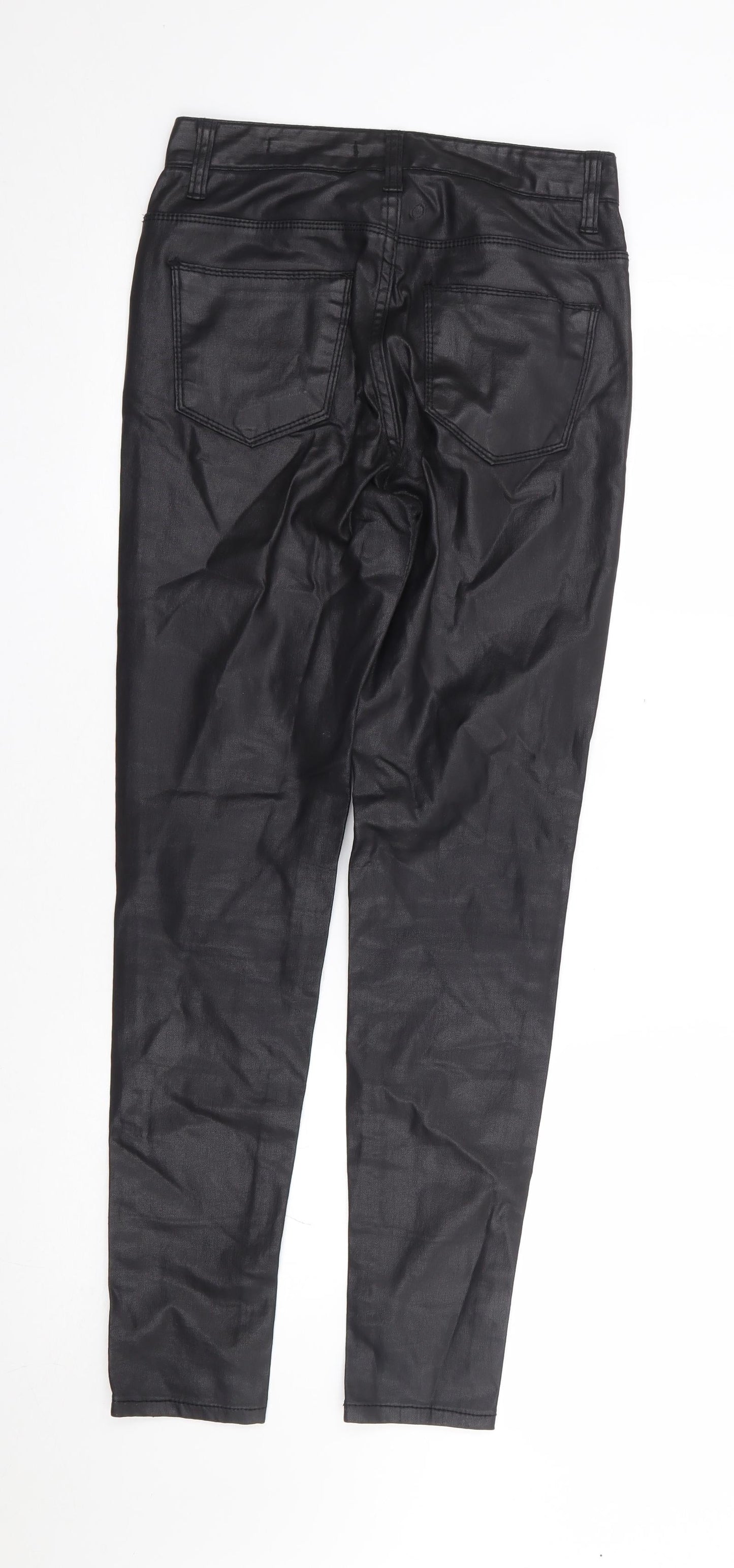 Urban Jeans Womens Black Cotton Trousers Size S L28 in Regular Zip