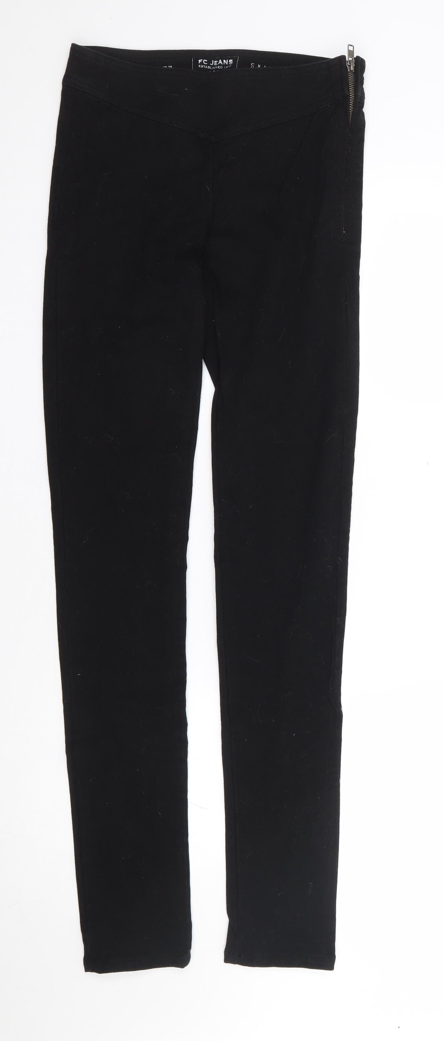 FC Jeans Womens Black Cotton Skinny Jeans Size 6 L32 in Extra-Slim Zip