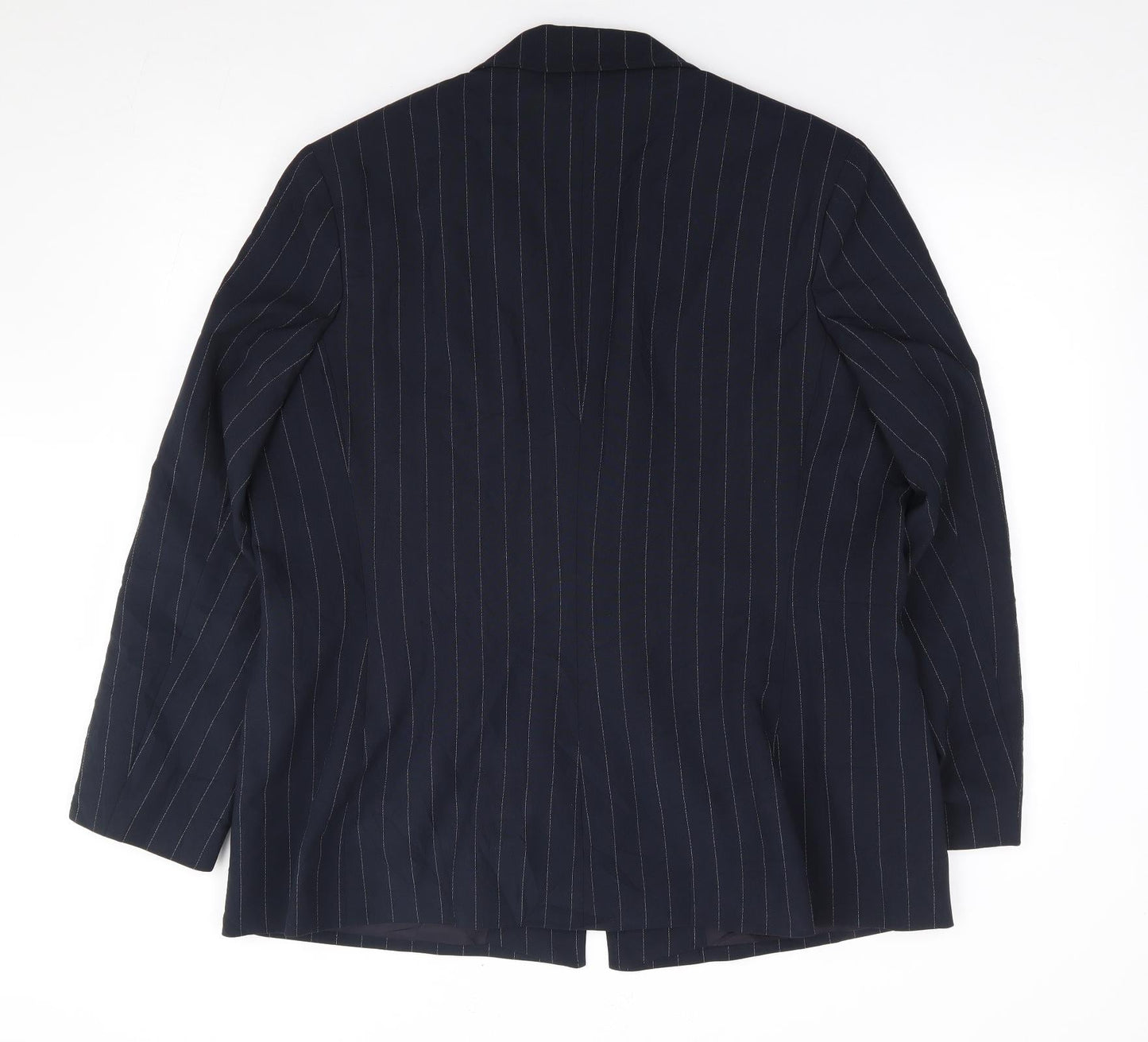 Marks and Spencer Womens Blue Striped Polyester Jacket Suit Jacket Size 20