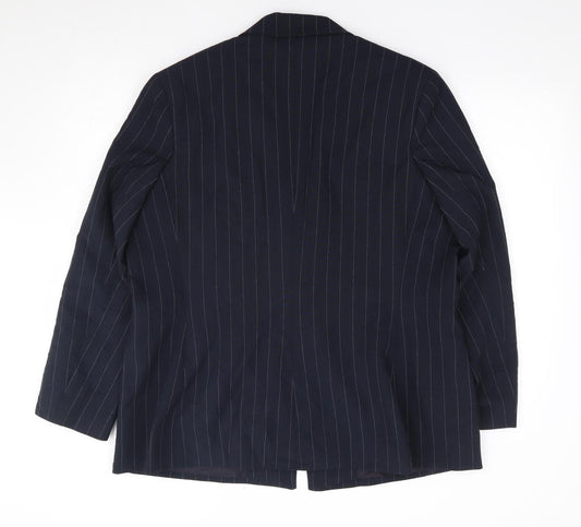 Marks and Spencer Womens Blue Striped Polyester Jacket Suit Jacket Size 20