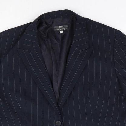 Marks and Spencer Womens Blue Striped Polyester Jacket Suit Jacket Size 20