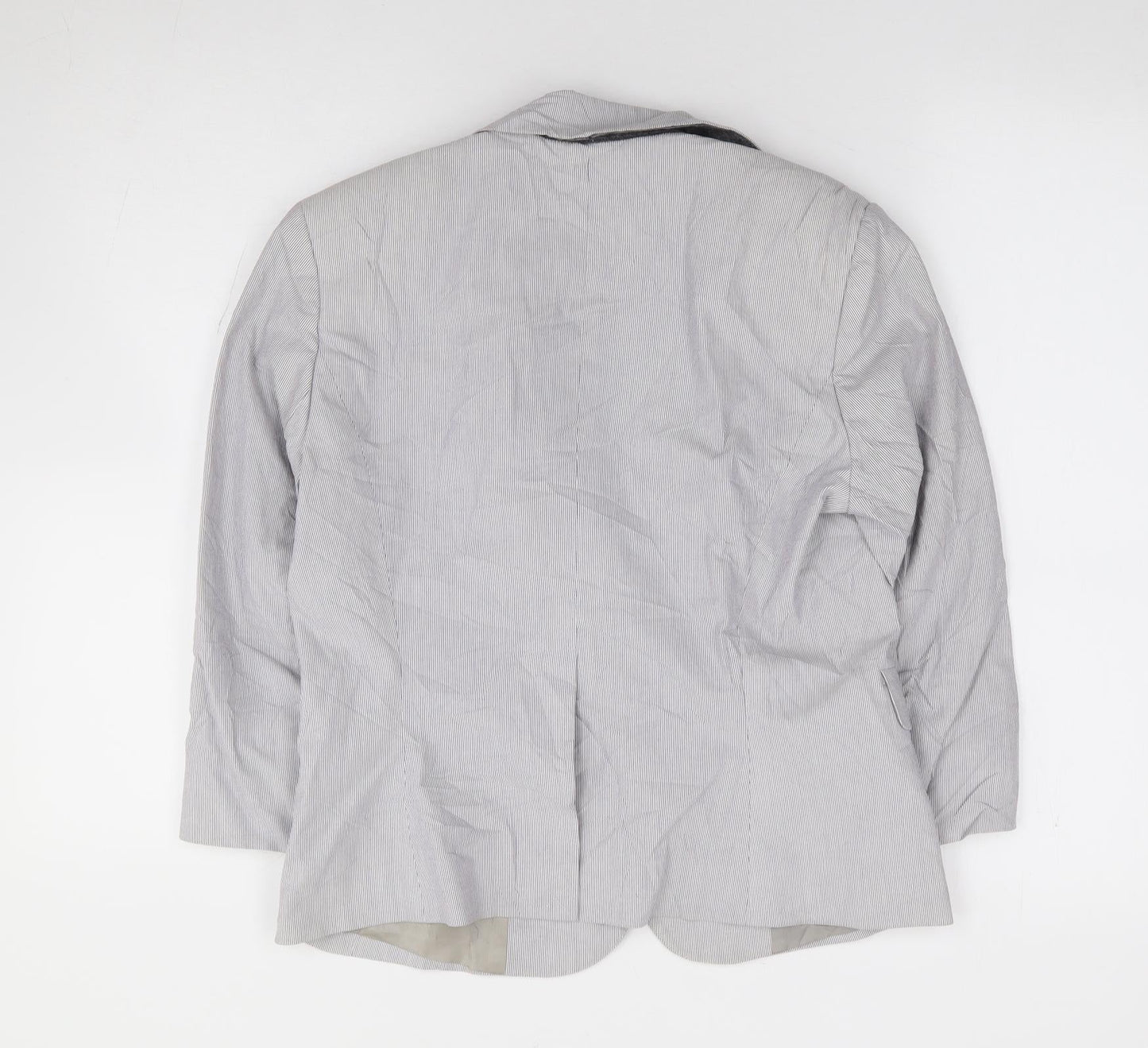 Gap Womens Blue Striped Cotton Jacket Suit Jacket Size 8