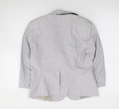 Gap Womens Blue Striped Cotton Jacket Suit Jacket Size 8