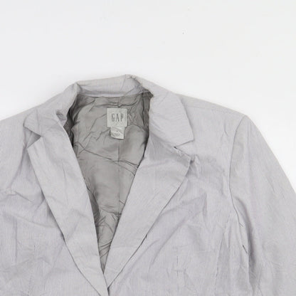 Gap Womens Blue Striped Cotton Jacket Suit Jacket Size 8