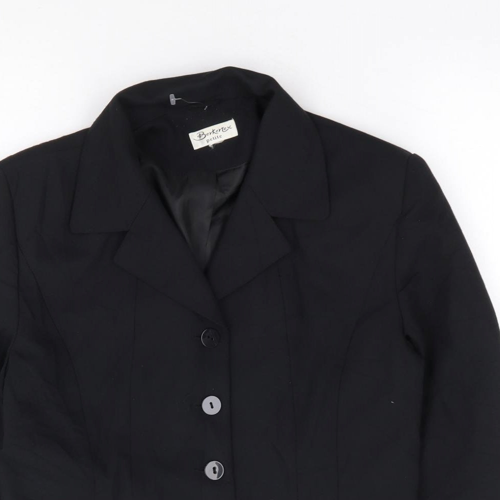 Berkertex Womens Black Polyester Jacket Suit Jacket Size 12