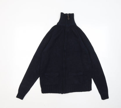Sfera Mens Blue Mock Neck Acrylic Full Zip Jumper Size L