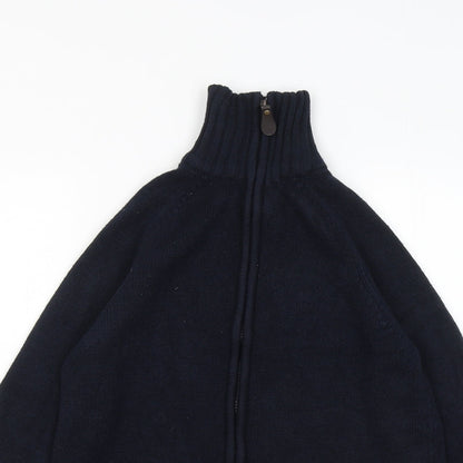 Sfera Mens Blue Mock Neck Acrylic Full Zip Jumper Size L