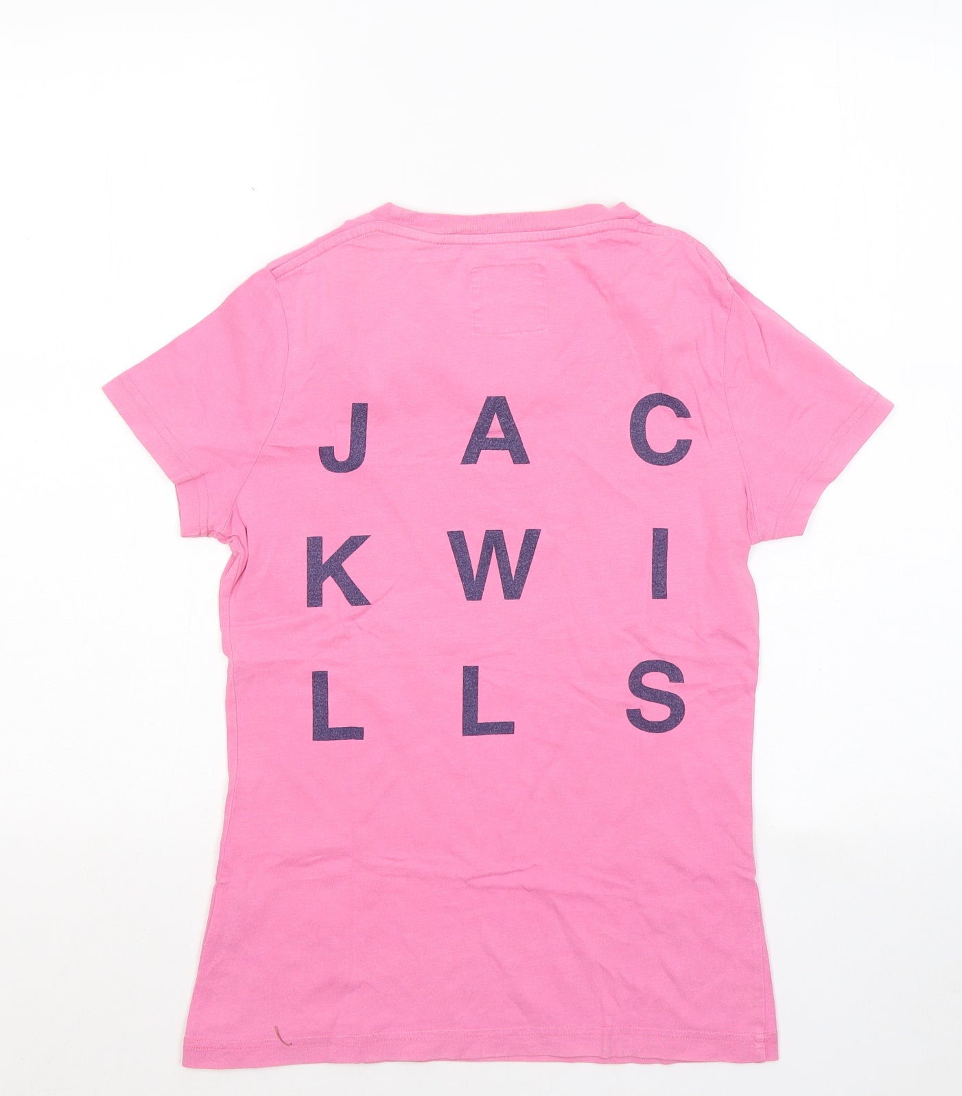Jack Wills Girls Pink Cotton Basic T-Shirt Size 8 Years Round Neck